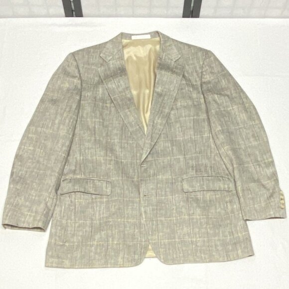 Vintage Southampton USA Tweed Stripe 100% Silk Suit Blazer Jacket Gold Black 44L - Picture 7 of 12